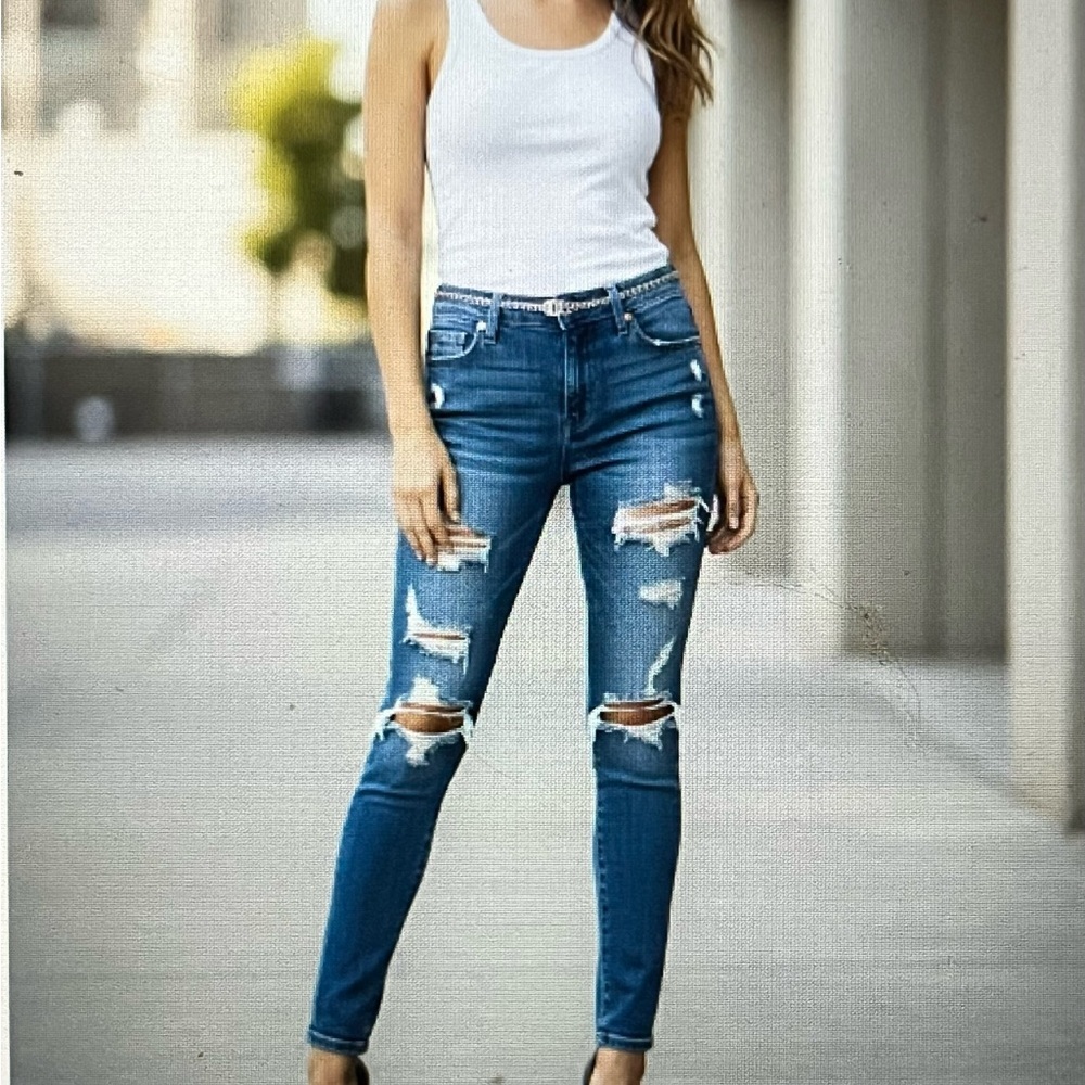 7 for all mankind, distressed grunge women’s jeans, size 27